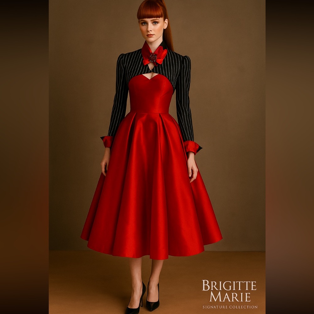 Black and Red Pinstripe Women's Blazer - Picture 6 of 14